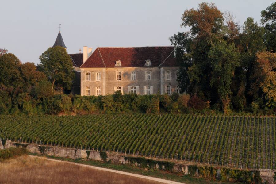 Vue extérieur du Château de Beru avec un aperçu sur les vignes