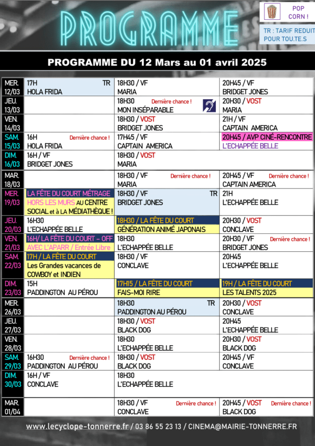 Prog ciné Tonnerre 12mars-01avril