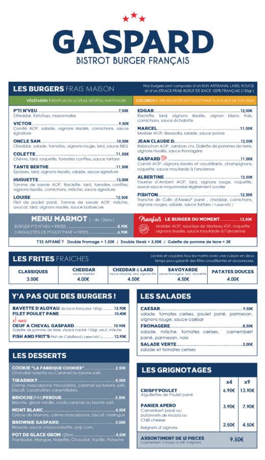 menu gaspard